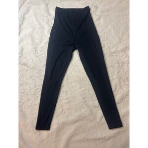 Enerful Maternity Leggings Women S Black Excellent Over Belly Side Pocket